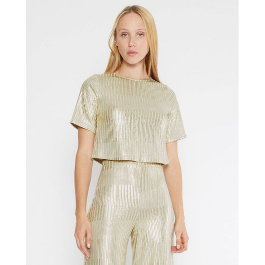 Foil Metallic Short Sleeve Top