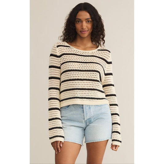 KIT STRIPE CROCHET SWEATER