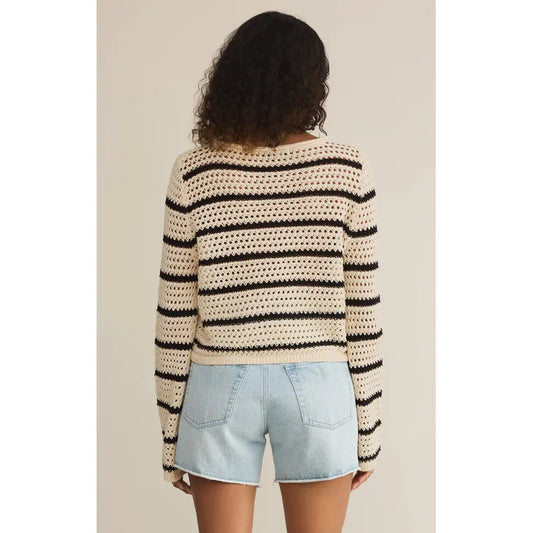 KIT STRIPE CROCHET SWEATER