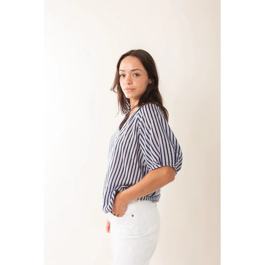 Navy/White Stripe Short Sleeve Top