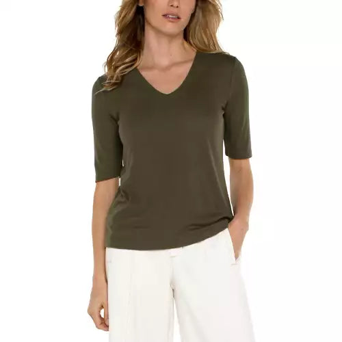 Double Layer V-Neck Rib Top